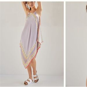 Anthropologie lavender flowy Floral Scarf midi dress by Tiny Sz M very y2k